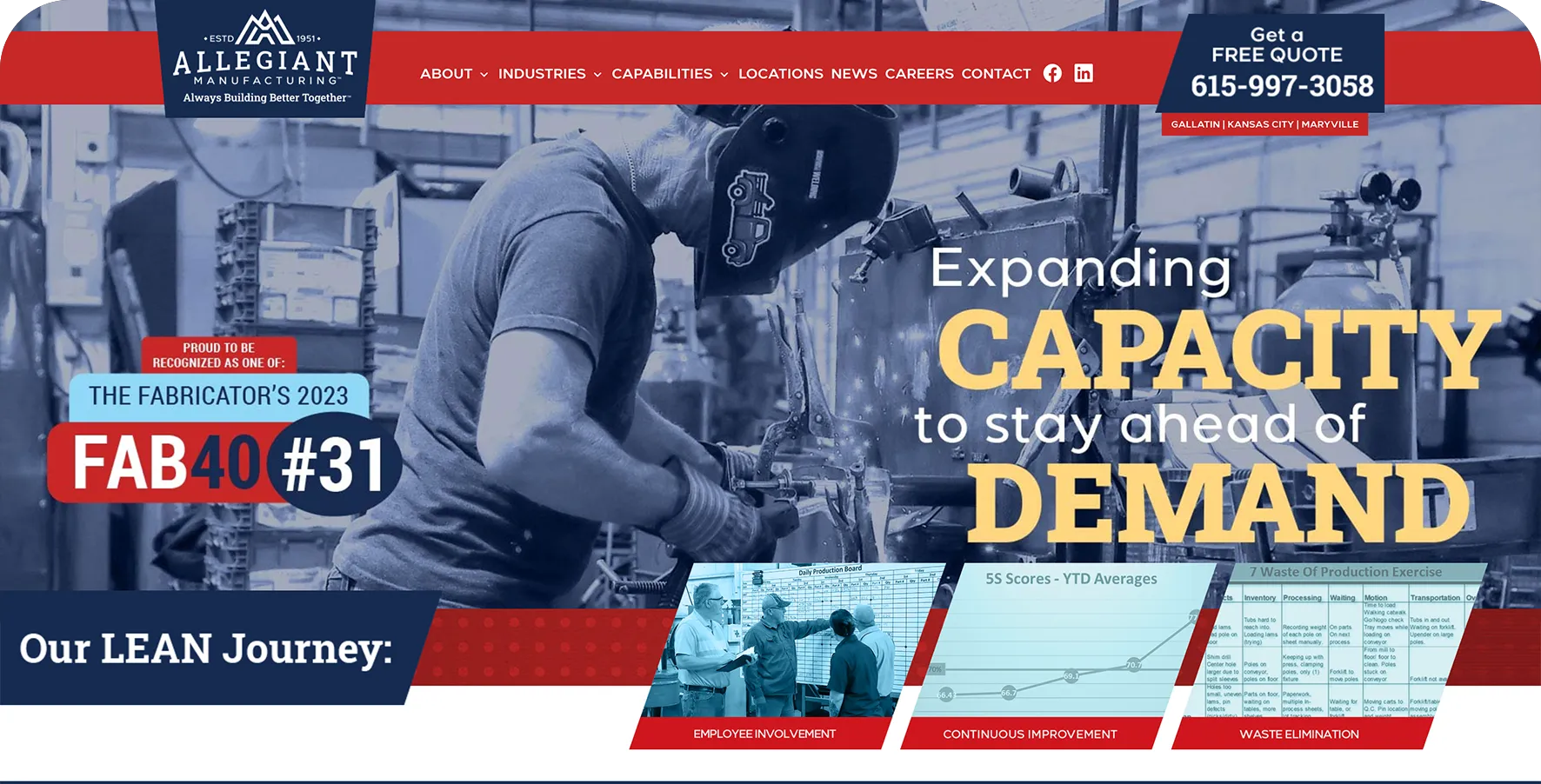 Allegiant Manufacturing Website Homepage
