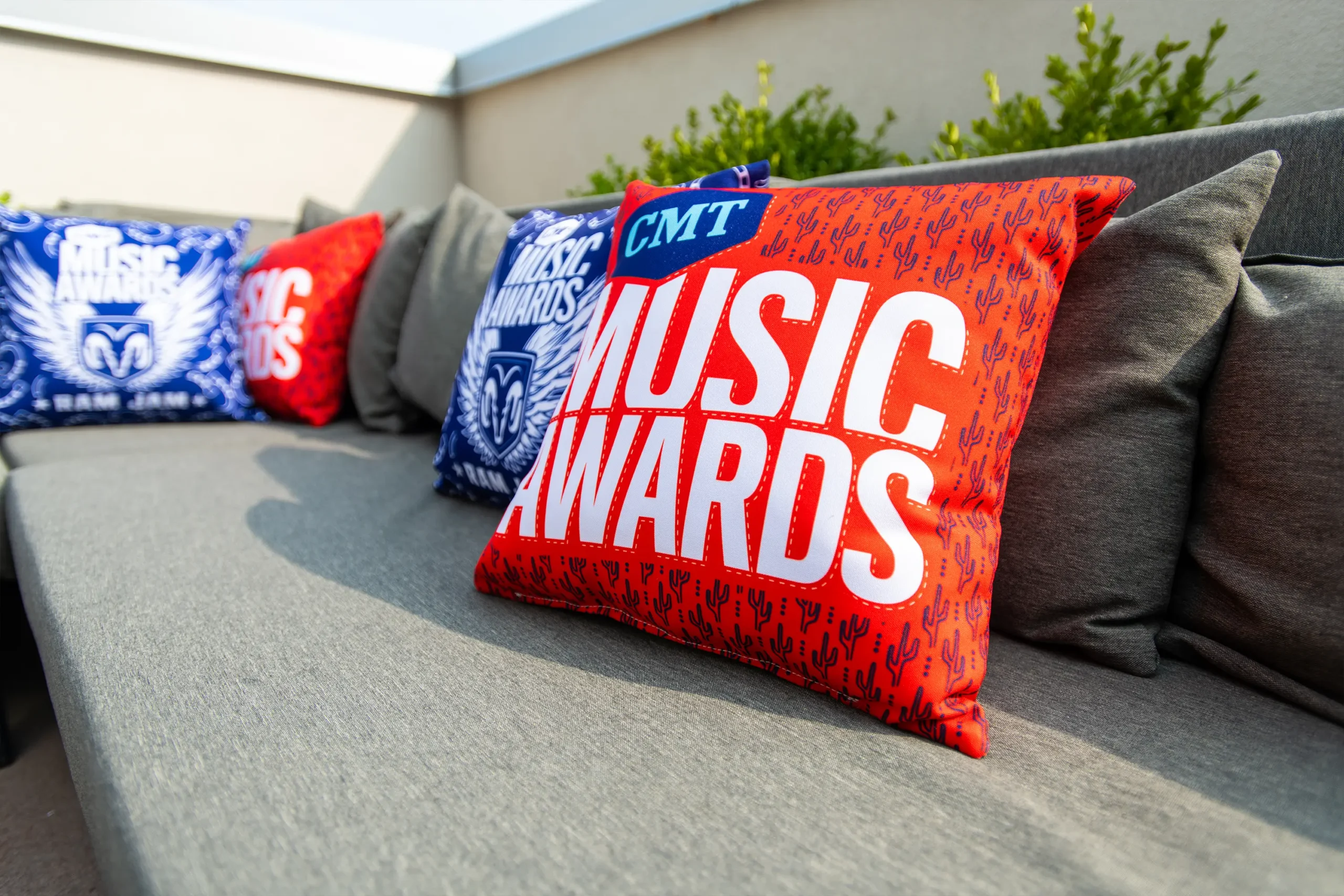Country Music Television CMT Ram Jam Pillows on Sofa