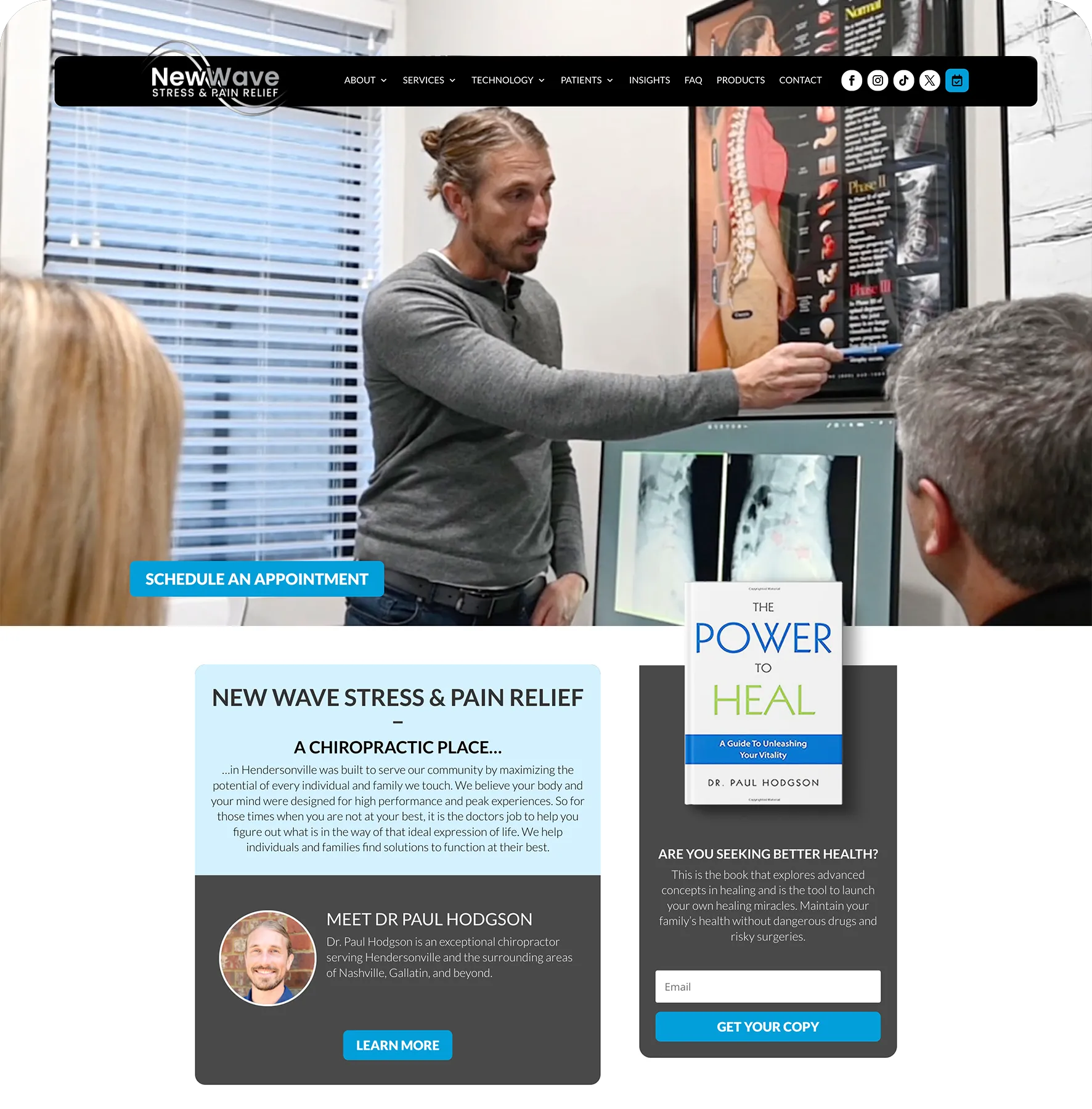New Wave Stress and Pain Relief Website Homepage