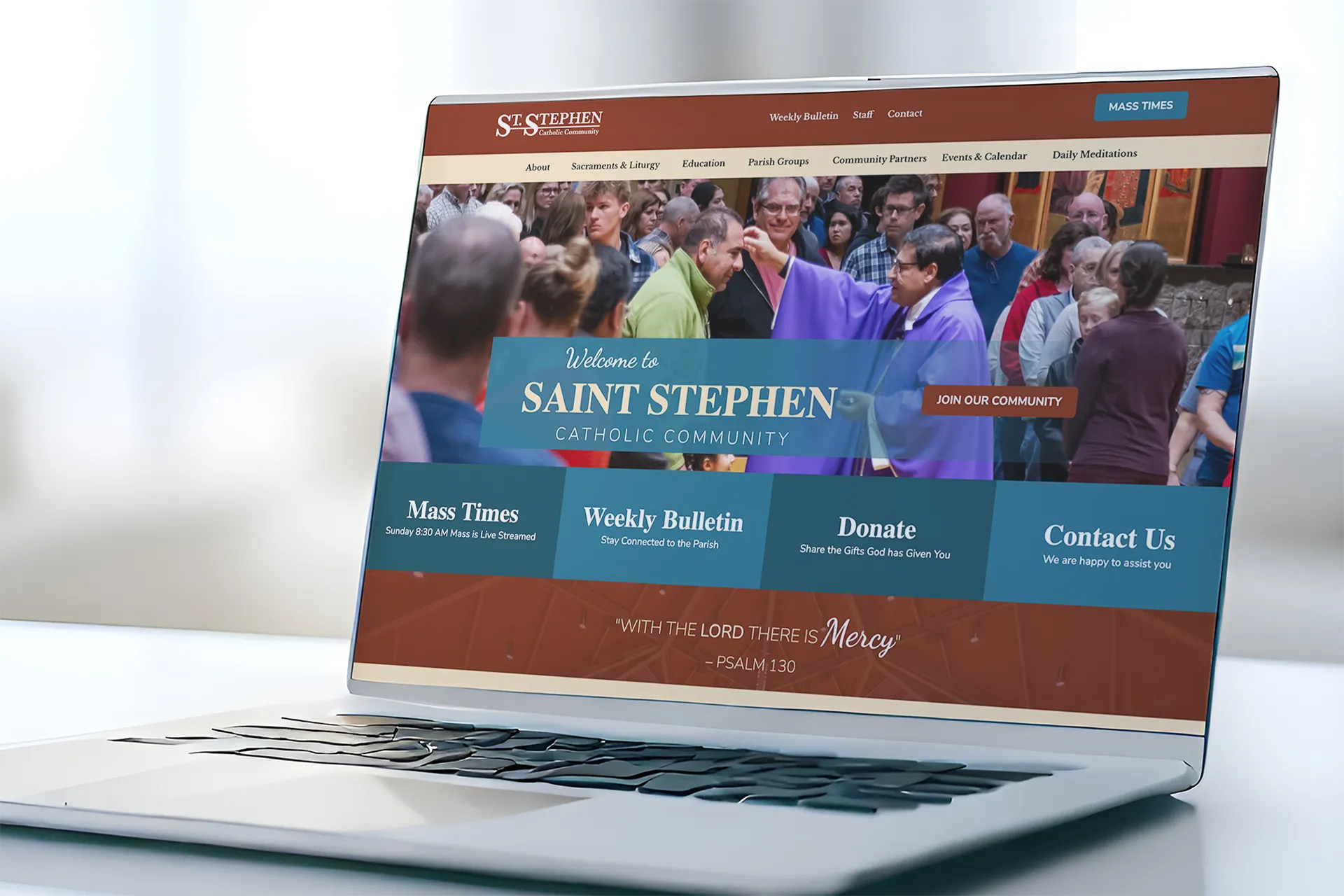 Saint Stephen Website on Laptop